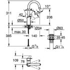 Bateria umywalkowa Grohe Eurosmart, rozmiar L, wysoka...