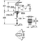 Grohe Eurosmart basin tap, S-Size, with push-open waste