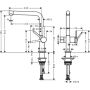 Hansgrohe 270 TALIS M54 eviye bataryası, cihaz stop vanası 1jet mat siyah