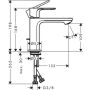 Mitigeur de lavabo Hansgrohe Rebris S 110 avec garniture dévacuation chromée