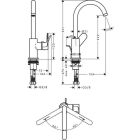 Hansgrohe Rebris S 210 lavabo bataryası, döner başlıklı, açılır atıklı krom