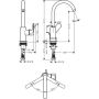 Hansgrohe Rebris S 210 lavabo bataryası, döner başlıklı, açılır atıklı krom