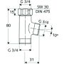 Schell T-piece, χρώμιο 3/4"