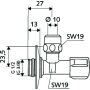 Válvula de regulación angular Schell COMFORT, cromada, diseño corto 3/8"x3/8"