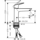 Hansgrohe lavabo bataryası 110 LOGIS, açılır atıksız krom