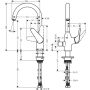 Hansgrohe eviye bataryası 220 M42, cihaz durdurma valfli krom