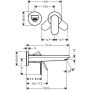 Hansgrohe Rebris S 2-Loch Waschtischarmatur, Unterputz, für Wandmontage mit Auslauf 205mm mattschwarz