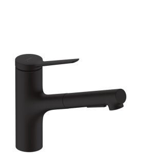 Hansgrohe Zesis M33 bateria zlewozmywakowa, 150, wyciągana wylewka, 2 strumienie, sBox lite czarny matowy