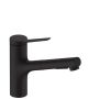 Hansgrohe Zesis M33 Mezclador de fregadero, 150, ducha extraíble, 2 chorros, sBox lite negro mate