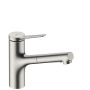 Hansgrohe Zesis M33 sink mixer, 150, pull-out shower, 2-jet stainless steel look