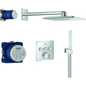 Grohe Duschsystem GROHTHERM SMARTCONTROL, mit UP-Thermostat, Kopfbrause eckig chrom