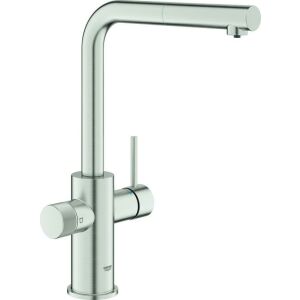 Grohe Grifo de fregadero BLUE PURE MINTA, caño en L, extraíble supersteel