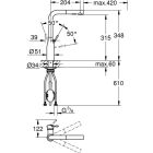 Grohe ESSENCE eviye bataryası, L şeklinde çıkış...