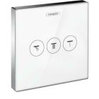 Hansgrohe finish-mounting set SHOWERSELECT GLAS, for in-wall valve, 3 white/chrome consumers