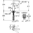 Grohe ESSENCE lavabo bataryası, yüksek çıkış...