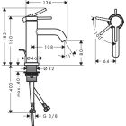 Hansgrohe Tecturis S Waschtischmischer, ComfortZone 80, mit Zugstange, CoolStart, mattschwarz