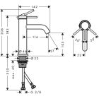 Hansgrohe Tecturis S μίξερ λεκάνης, ComfortZone 110, χωρίς αναδυόμενο απόβλητο μαύρο ματ