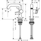 Hansgrohe Tecturis S lavabo bataryası, Fine CooStart, 130...