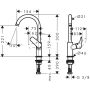 Mitigeur de lavabo Hansgrohe Logis 210, avec bec pivotant sans garniture découlement, noir mat