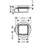 Hansgrohe RainDrain Spot point drainage, with 150x150mm cover, tileable, brushed stainless steel