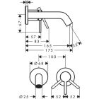 Смесител за умивалник Hansgrohe Tecturis S, скрит за монтаж на стена, проекция 165 мм, черен мат