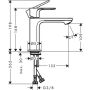 Hansgrohe Mitigeur de lavabo Rebris S 110, CoolStart, sans garniture découlement, chromé