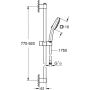 Σετ ράγας ντους Grohe TEMPESTA 110 CUBE, 3 τύποι ψεκασμού, 900mm χρώμιο