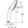 "Grohe TEMPESTA 110" rankinis dušas, 2 purškimo režimai, vandens taupymo chromas