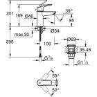 Grohe Eurosmart Waschtisch Armatur, S-size, Push-open...