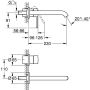 Grohe mešalnik za umivalnik z dvema odprtinama ESSENCE, projekcija 230 mm, fantomsko črn