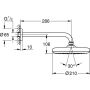 Σετ ντους Grohe Tempesta 210, 286mm DF 9.5l/min, μαύρο ματ