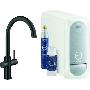 Grohe Spültischbatterie BLUE HOME, Starter-Kit, C-Auslauf velvet black