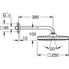 Σετ ντους Grohe TEMPESTA 250 CUBE, βραχίονας ντους 380mm, 1 τύπος ψεκασμού Rain μαύρο ματ