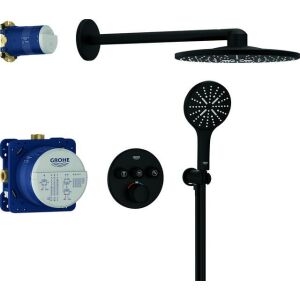 Σύστημα ντους Grohe GROHTHERM SMARTCONTROL, UP, στρογγυλό, 3 βαλβίδες διακοπής, Rapido SmartBox phantom μαύρο