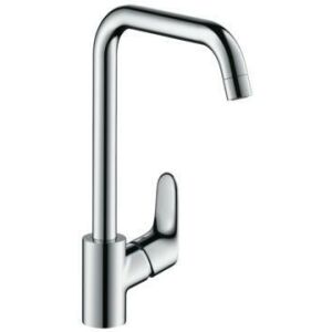 Hansgrohe 260 FOCUS Küchenarmatur, Niederdruck, für offene Heißwasserbereiter, Edelstahl-Optik