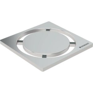 Grille design Geberit CIRCLE 80x80 mm, acier inoxydable brossé