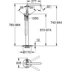 Grohe ESSENCE Badearmatur für Bodenmontage, cool sunrise gebürstet