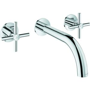 Grohe ATRIO 3-Loch-Waschtisch-Wandarmatur, Ausladung 180mm, Kreuzgriffe chrom