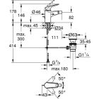 Grohe EUROECO taharet bataryası, açılır atıklı, krom