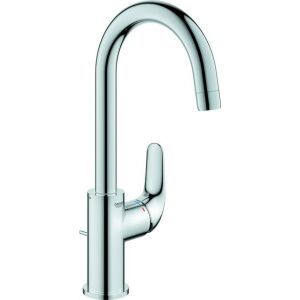 Robinet de lavabo Grohe EUROECO, bec haut, garniture découlement, position centrale eau froide, chromé