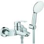 Grohe EUROSMART Badearmatur, Aufputz, mit Brausegarnitur, chrom