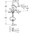 Grohe EUROSMART eviye bataryası, yüksek çıkış...