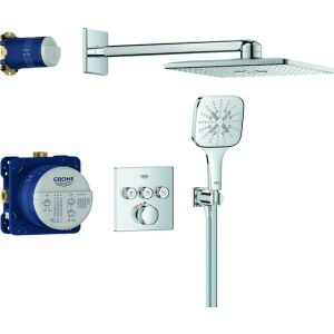 Grohe Duschsystem GROHTHERM SMARTCONTROL, UP, eckig, 3 Absperrventile, Rapido SmartBox chrom