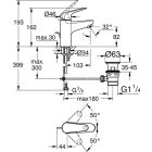 Grohe EUROECO basin tap, S-Size, with pop-up waste and...