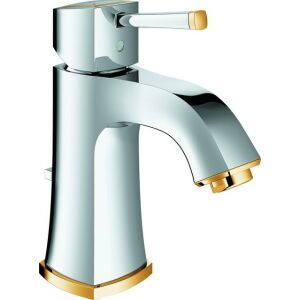 Grohe Grandera Waschtischarmatur, M-Size, Zugstangen-Ablaufgarnitur chrom/gold