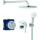 Grohe EUROSMART UP duş sistemi, prefabrik kurulum seti ile, SmartBox, tepe duşu, duş seti krom