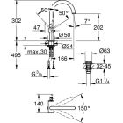 Grohe ATRIO lavabo bataryası, L boy krom