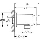 Coude de raccordement mural Grohe RAINSHOWER, rosace...