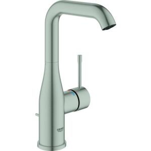 Grohe ESSENCE Waschtischarmatur,  L-Size, Zugstangen-Ablaufgarnitur, supersteel