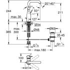 Grohe ESSENCE lavabo bataryası, L boy, açılır...